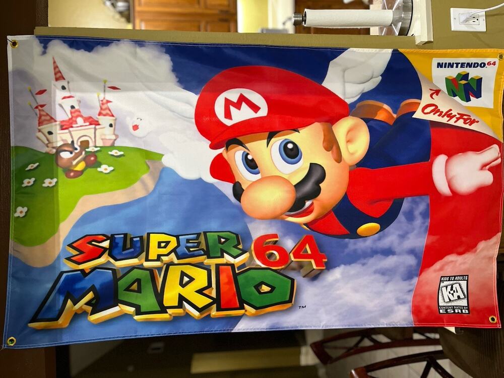 Super Mario 64 5ft Flag N64 1996 Banner Poster Nintendo
